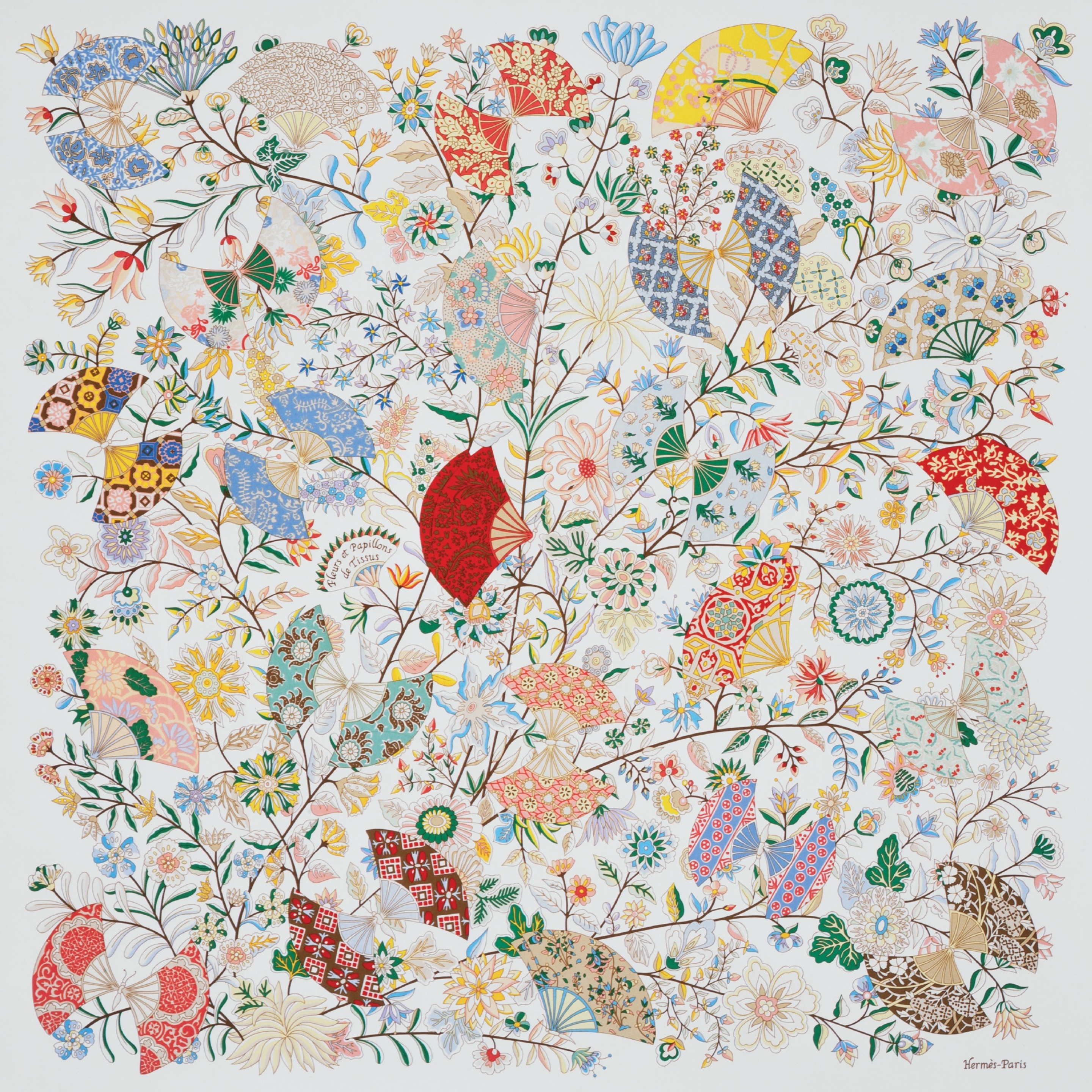 Maison Hermès, Christine Henry, *Fleurs et papillons de tissus*, Paris, automne-hiver 2013. © © musée des Tissus - Pierre Verrier