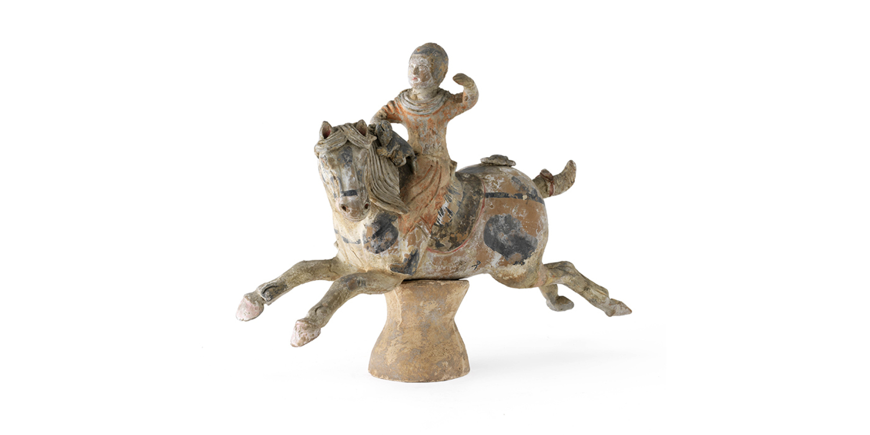 Joueuse de polo (?), Chine, époque Tang. © © musée des Tissus – Pierre Verrier