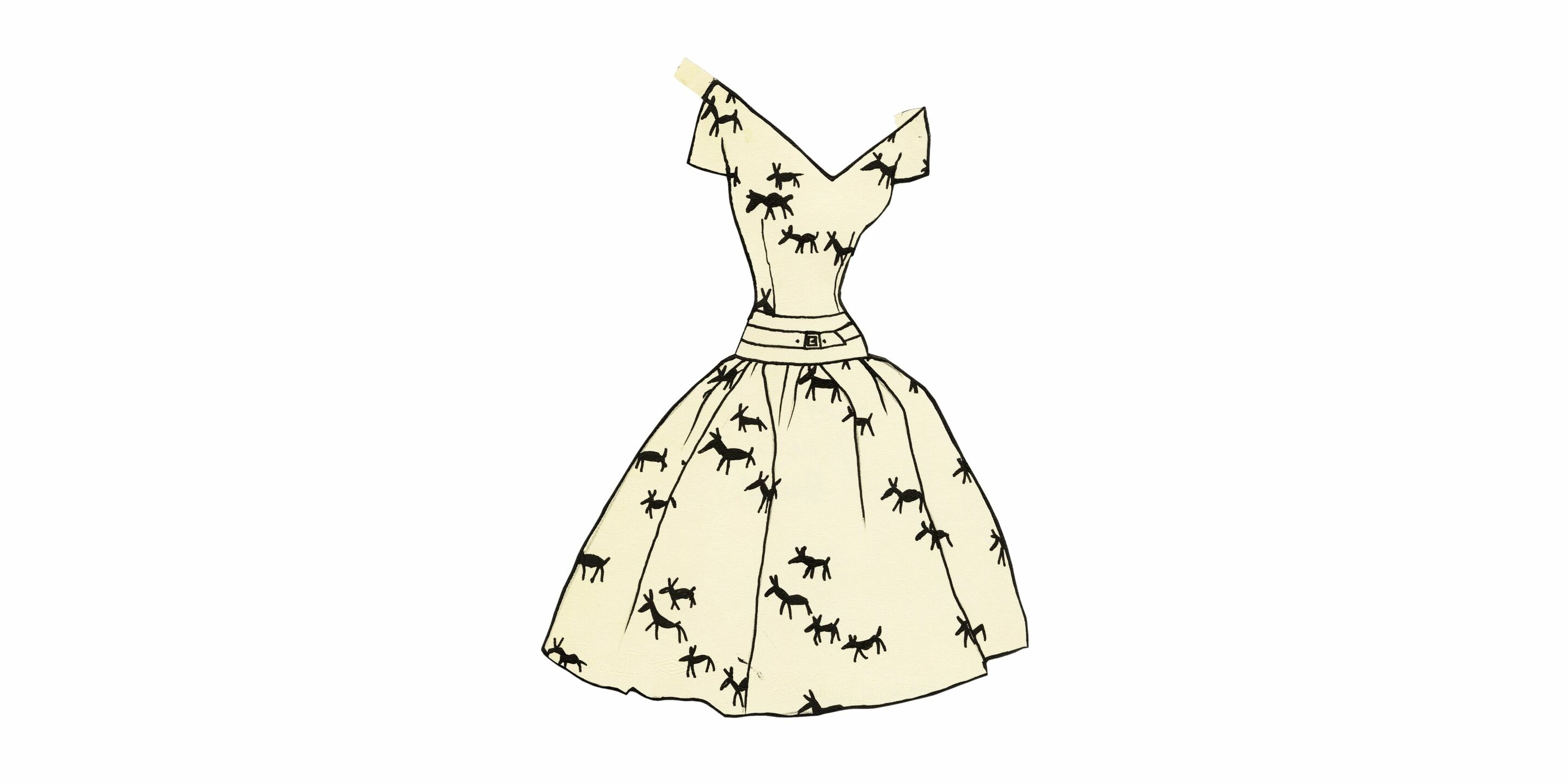 Yves Saint Laurent, Robe de jour Coralie pour Paper doll, 1953-1955. © © Paris, Fondation Pierre Bergé – Yves Saint Laurent