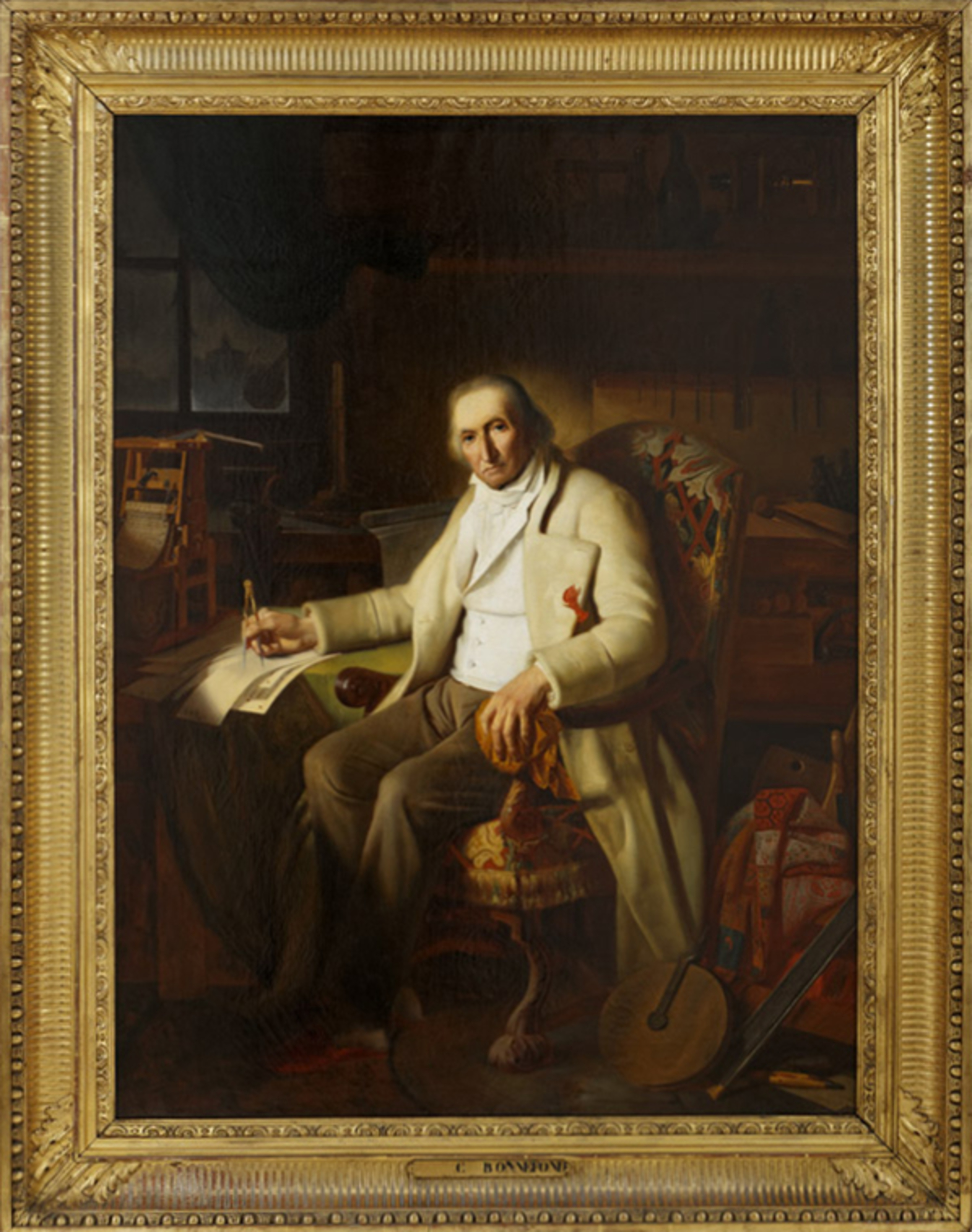 Jean-Claude Bonnefond, Étude pour approbation du Portrait de Joseph-Marie Jacquard, Lyon, entre 1832 et 1834. © © musée des Tissus - Sylvain Pretto