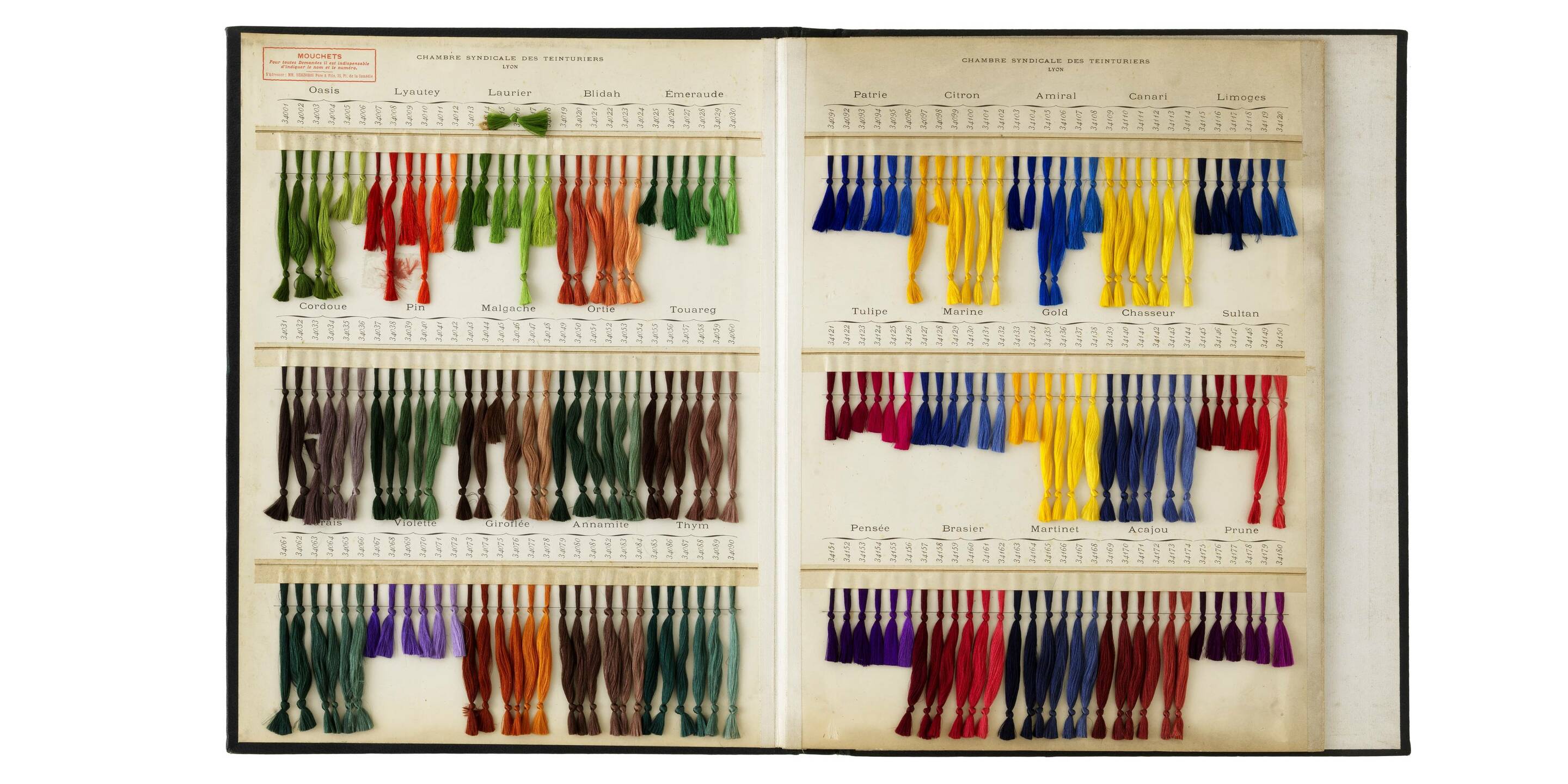 Carte de nuances de la chambre syndicale des Teinturiers, Lyon, printemps 1932. © © musée des Tissus – Pierre Verrier