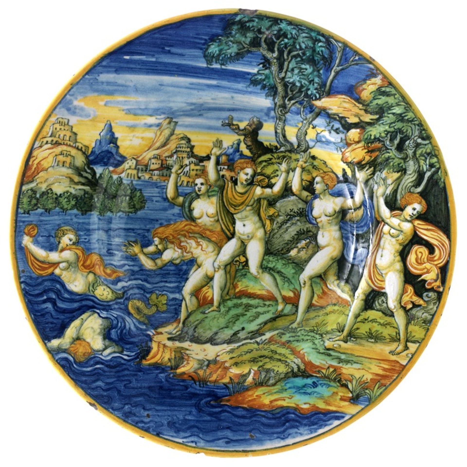 Métamorphose des compagnes de Proserpine en sirènes  © musée des Tissus - musée des Arts décoratifs