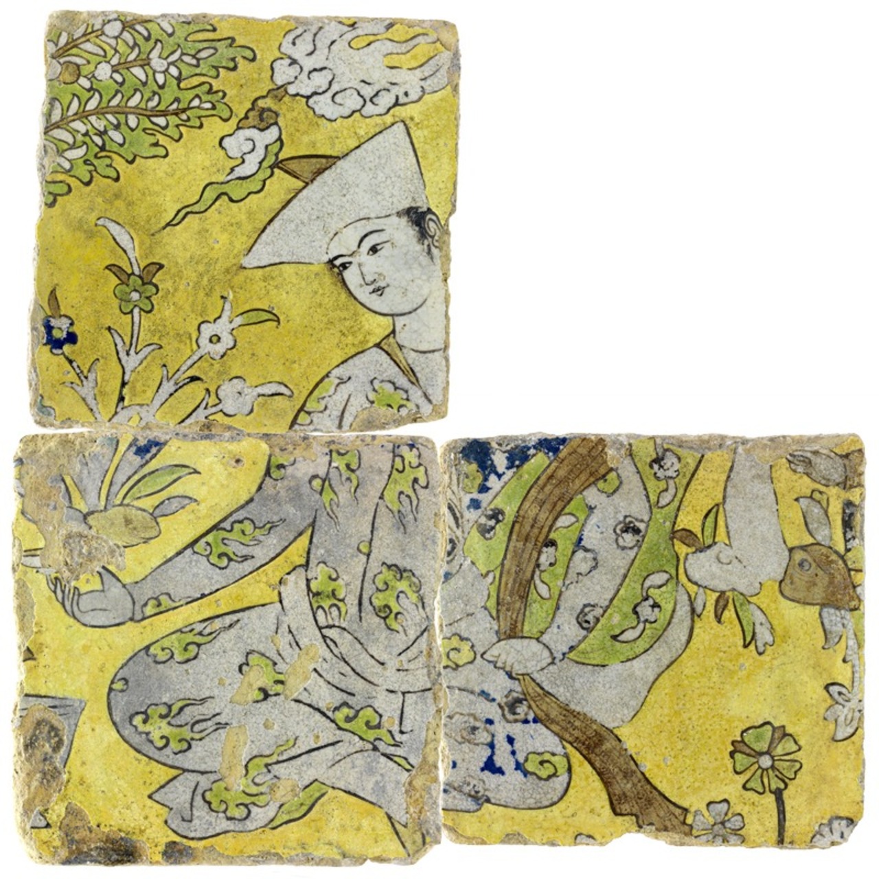 Fragments de panneau décoratif, Ispahan, première moitié du XVII^e siècle.