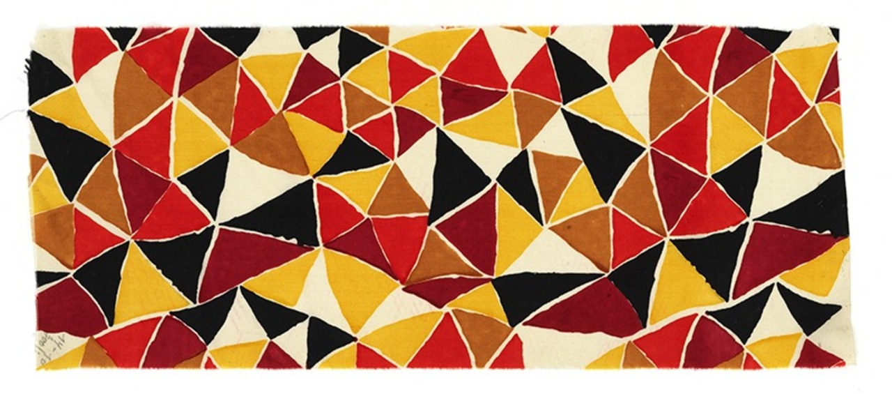 Sonia Delaunay, Tissu simultané n°300, coloris 1, 1929.  MT 36923.1. Don de Sonia Delaunay, 1974. © © Lyon, musée des Tissus et des Arts décoratifs — Sylvain Pretto