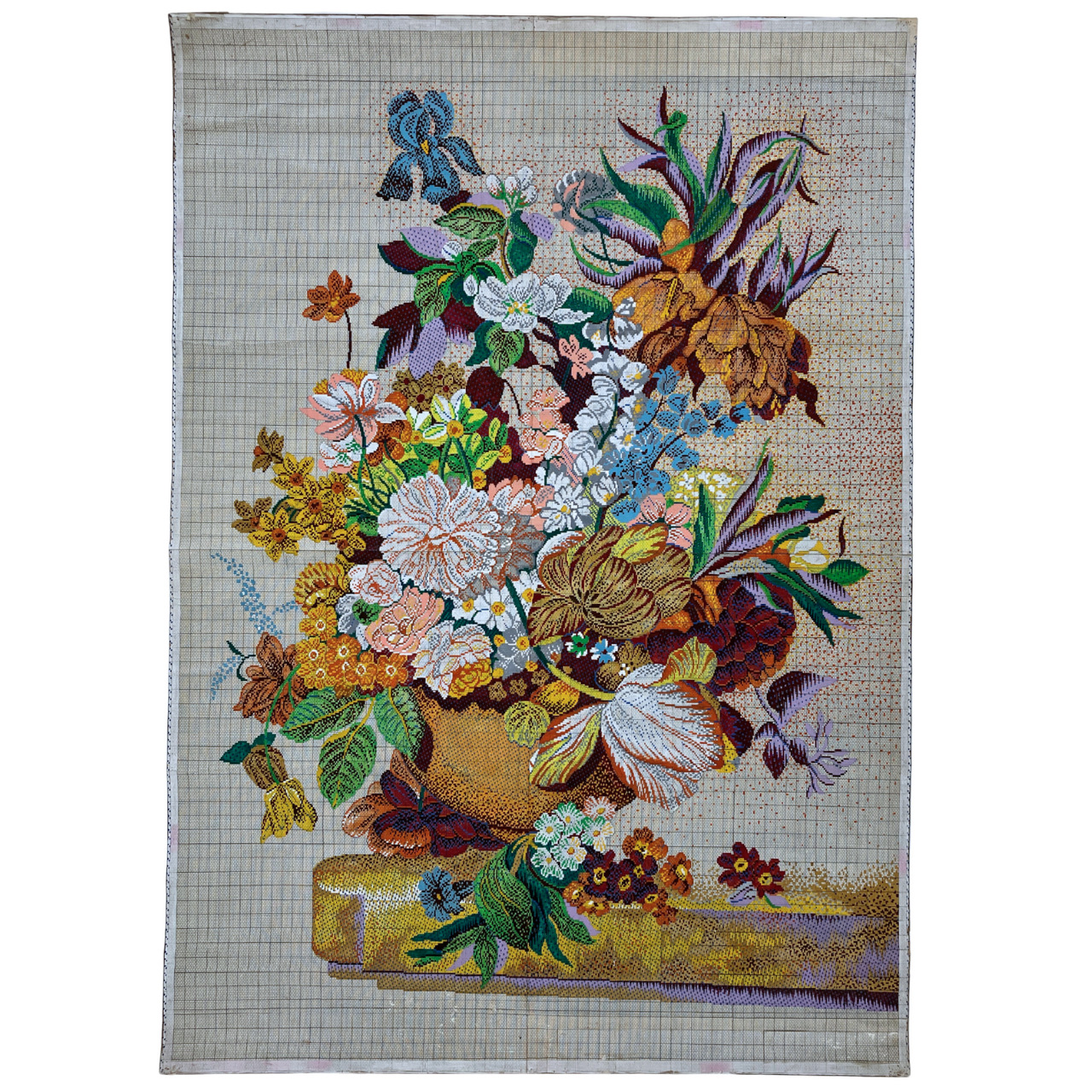 Mise en carte - D’après Bouquet impérial de Jan van Os, Lucien Gaillard (dessinateur-metteur en carte), Maison Bianchini Férier (fabricant), Lyon, entre 1958 et 1976. MT 2024.5-6-7. Don de Lucien Gaillard, en mémoire d'Augusta Igolen, 2024. © © Lyon, musée des Tissus et Arts décoratifs – D.R. 