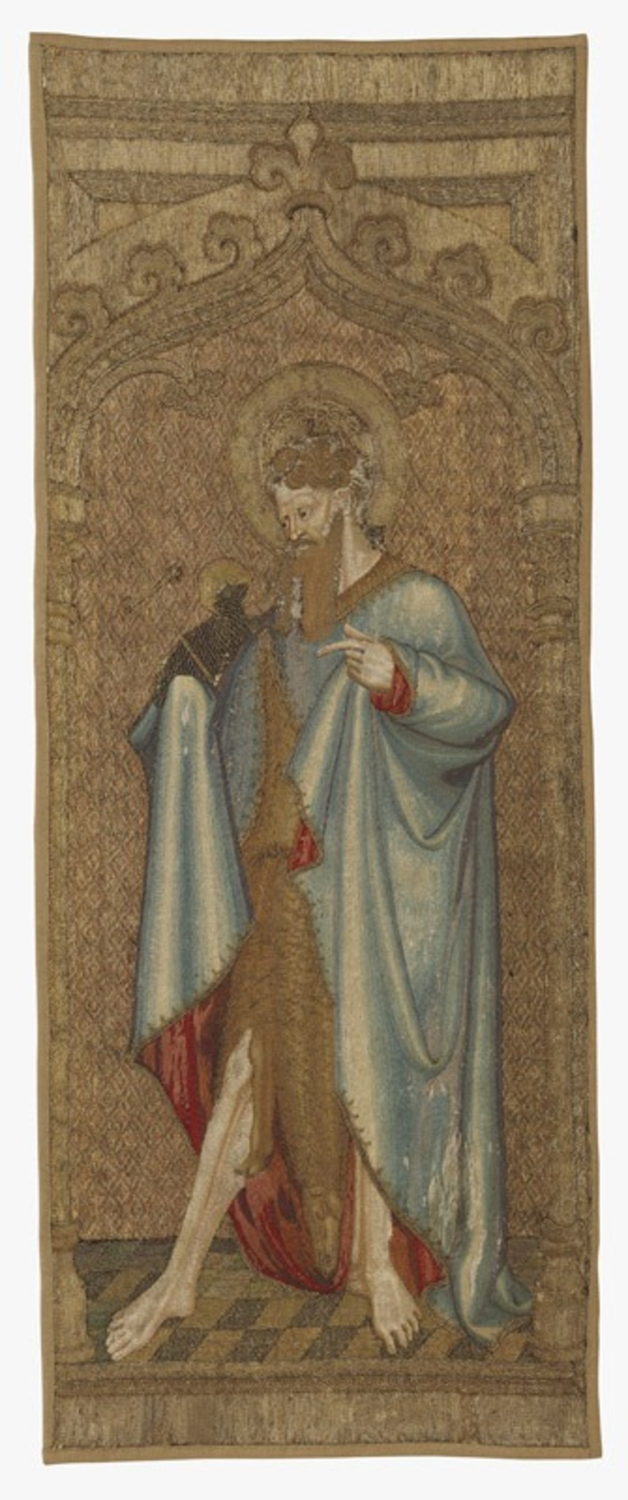 Broderie de St Jean-Baptiste, Paris, vers 1410 MT 24054. Achat auprès de Paul Récappé, 1884 © © Lyon, musée des Tissus et des Arts décoratifs — Pierre Verrier