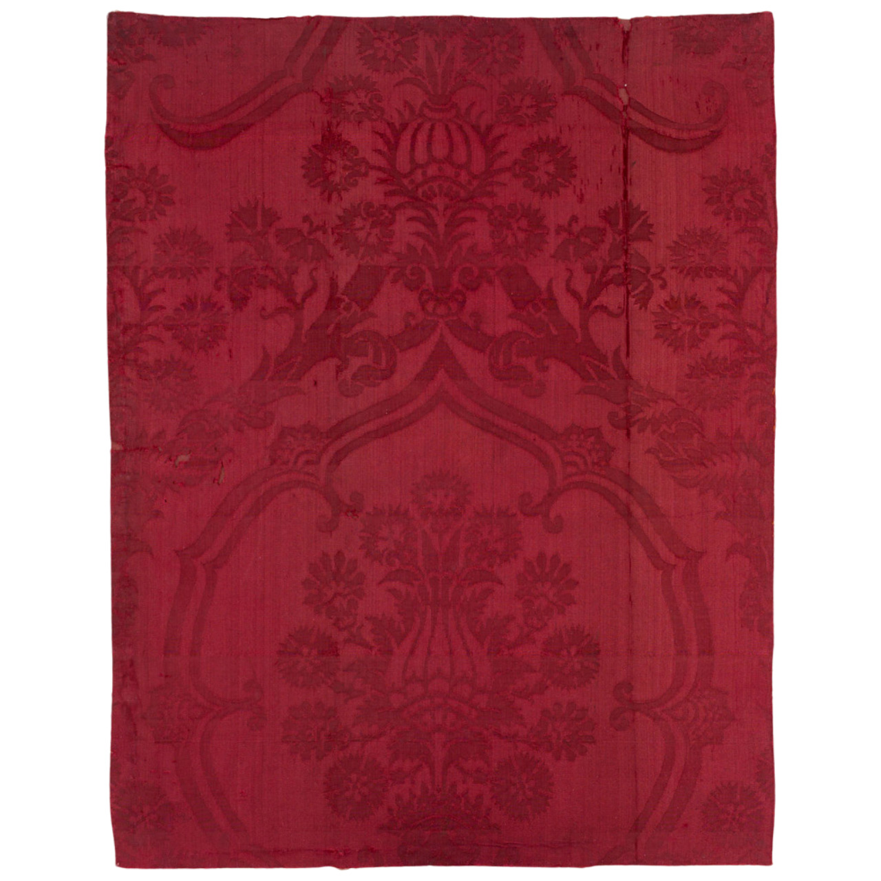 Damas rouge à décor à la grenade, Italie, XVIe siècle MT 22916. Achat auprès de Bock Franz, 1875. © © Lyon, musée des Tissus et des Arts décoratifs — Sylvain Pretto
