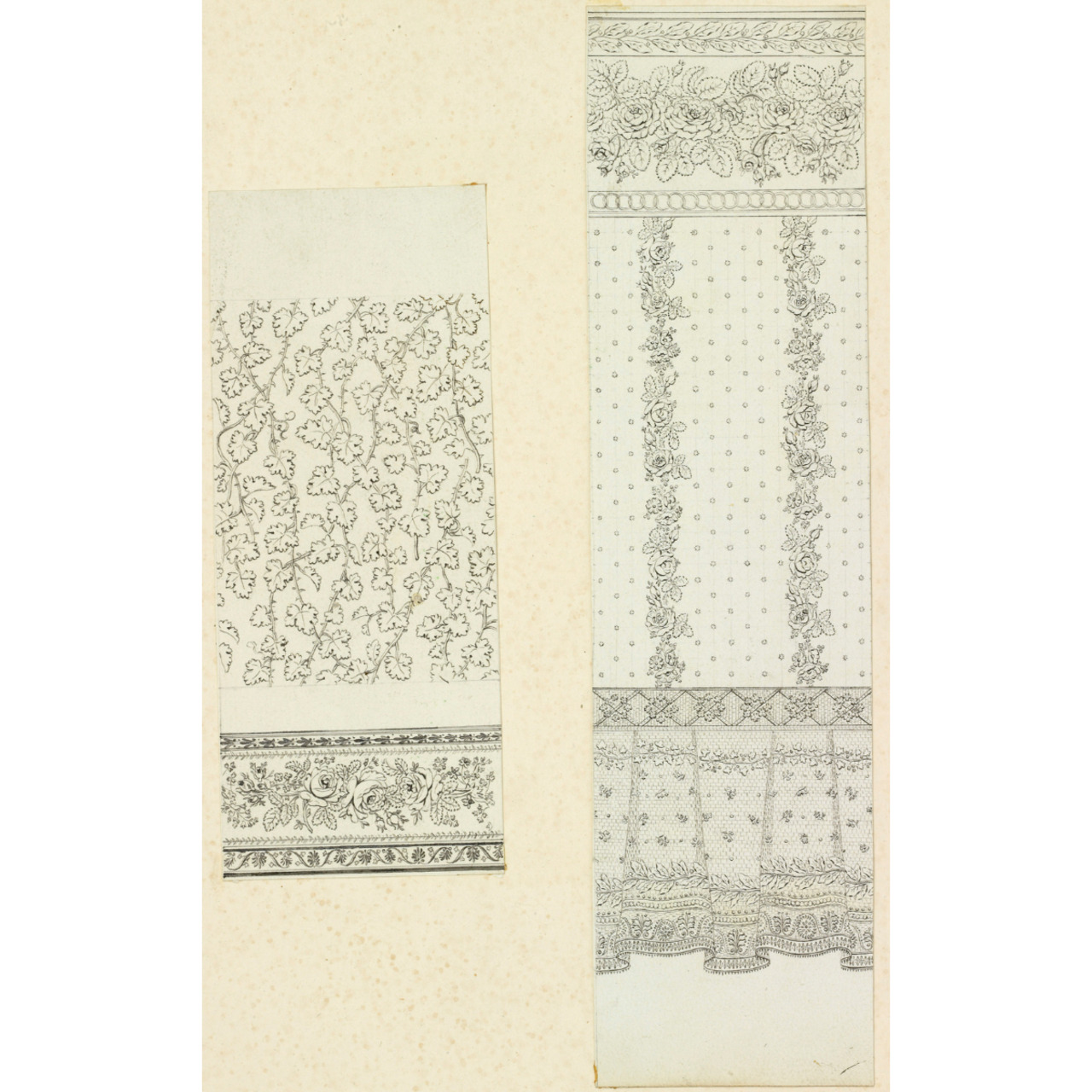 Deux projets de soierie, Jean-Démosthène Dugourc, entre le XVIIIe et le XIXe siècle, MT27033.4, achat auprès de T.Martel, Lyon, 1901 © © Lyon, Musée des Tissus et des Arts décoratifs